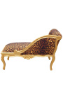 Louis XV chaise longue luipaardstof en goud hout