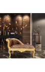 Louis XV Chaise Longae Leopard Fabric ja Gold Wood - 12