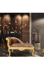 Louis XV chaise longue luipaardstof en goud hout