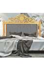Barok bedhoofdbord met zwart-wit gestreepte stof en verguld hout