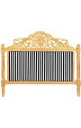 Tête de lit Baroque avec tissu rayé noir et blanc et bois doré