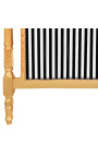 Tăblie de pat baroc cu țesătură în dungi alb-negru și lemn aurit