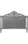 Lit Baroque tissu velours gris et bois laqué gris