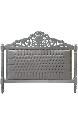 Tête de lit Baroque tissu velours gris et bois laqué gris