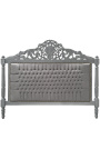 Baroque bed headboard grey velvet and grey lacquered wood