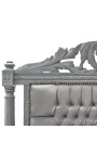 Baroque bed headboard grey velvet and grey lacquered wood
