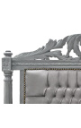 Testiera barocca in tessuto di velluto grigio e legno laccato grigio