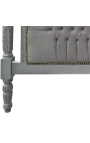 Baroque bed headboard grey velvet and grey lacquered wood