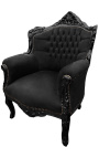 Krzesło "książę" Barokowy styl czarny velvet i lakierowane drewno