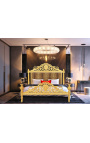 Łóżko w stylu barokowym z tkaniny w panterkę i złotego drewna
