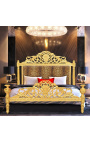 Barok bed luipaardstof en goud hout