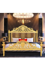 Barokni krevet leopard tkanina i zlatno drvo
