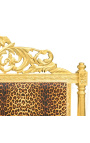 Barockbett aus Leopardenstoff und Goldholz