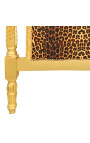 Barockbett aus Leopardenstoff und Goldholz