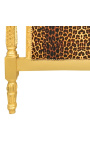 Letto barocco in tessuto leopardato e legno dorato