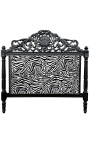 Baroque bed headboard zebra fabric and glossy black wood