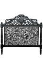 Barockes Bettkopfteil aus Zebrastoff und glänzend schwarzem Holz