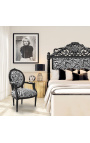 Baroque bed headboard zebra fabric and glossy black wood