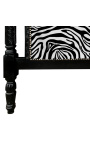 Tête de lit Baroque tissu zébré et bois laqué noir