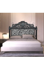 Țesătură zebră tăblie pat barocă și lemn negru lucios