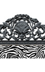 Letto barocco con tessuto zebrato e legno laccato nero