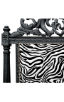 Barok bed zebra stof en glanzend zwart hout