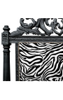 Cama barroca com tecido zebra e madeira lacada a preto