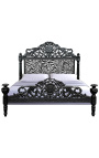 Lit Baroque tissu tissu zébré et bois laqué noir