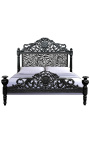Baroque bed zebra fabric and glossy black wood