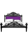 Barok bed paars fluwelen stof met strass steentjes en zwart gelakt hout.