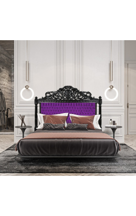 Tête de lit Baroque tissu mauve avec strass et bois laqué noir