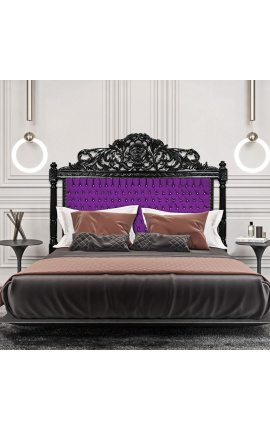 Tête de lit Baroque en velours mauve avec strass et bois laqué noir