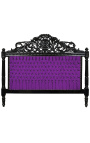 Tête de lit Baroque tissu mauve avec strass et bois laqué noir