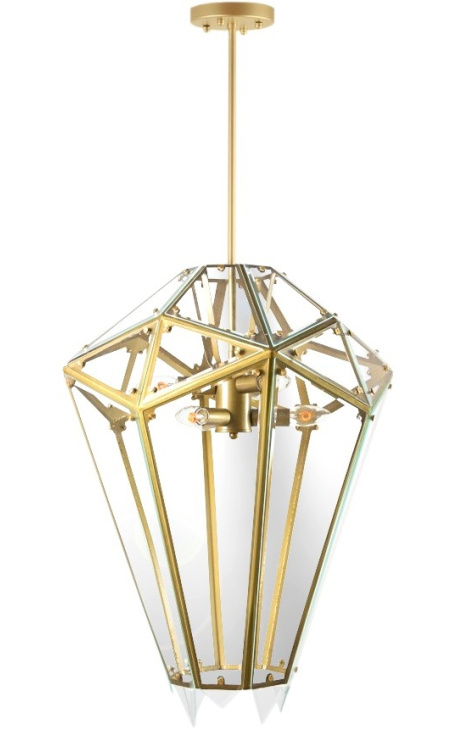 Chandelier "Esa" with 5 branches in metal color brass and glass