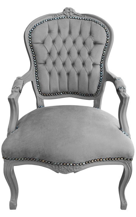 Barokke fauteuil Louis XV-stijl grijs en grijs gelakt hout