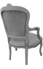 Baroque armchair Louis XV style grey and grey lacquered wood - 6