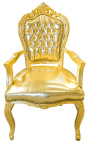 Barok rokoko lænestol stil kunstlæder guld og guld træ