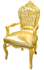 Barok Rococo Fauteuil-stijl kunstleer goud en goud hout