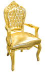 Barok Rococo Fauteuil-stijl kunstleer goud en goud hout