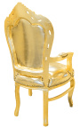 Fotelj v slogu baročnega rokokoja iz usnjenega zlata in zlatega lesa
