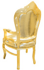 Barok Rococo Fauteuil-stijl kunstleer goud en goud hout