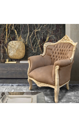 Armchair &quot;hercegnő&quot; Baroque stílus taupe bársony és bézs fából