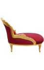 Barok chaise longue bordeaux fluweel met goud hout