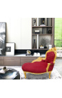 Barok chaise longue bordeaux fluweel met goud hout