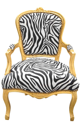 Baroka atzveltnes krēsls no Luija XV stila zebras un zelta koka
