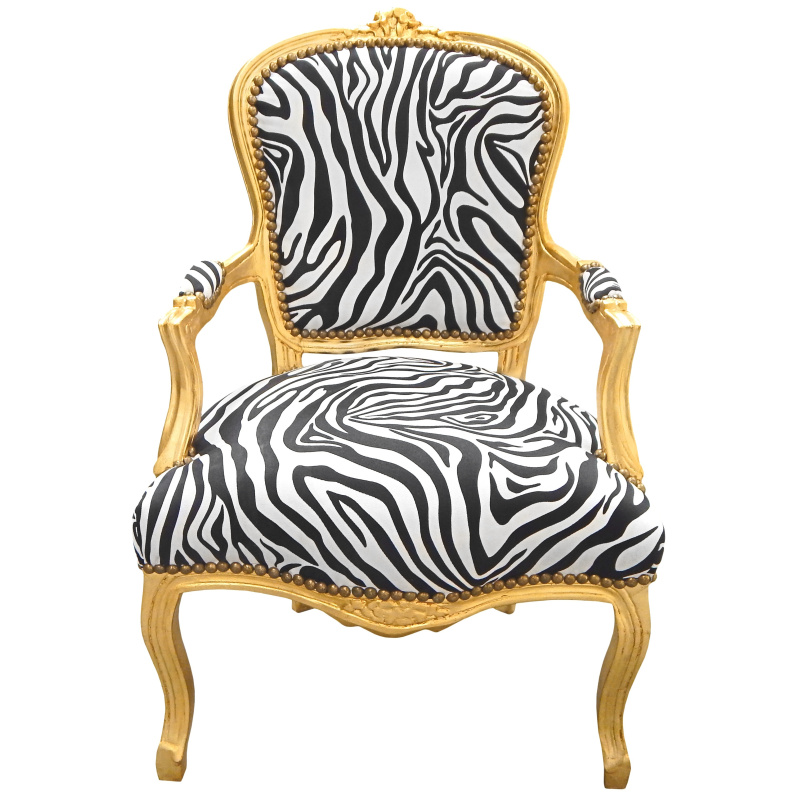 krab Of Herrie Barokke fauteuil van zebra- en goudhout in Lodewijk XV-stijl