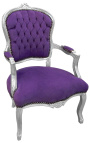 Barocker Sessel im Stil Louis XV aus violettem und versilbertem Holz