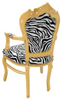 Fauteuil Barok Rococo stijl zebra en goud hout