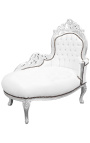 Chaise barocăluce cu leatete albe cu lemn de argint - 15