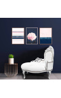 Barroco chaise longue piel blanca con madera de plata - 13